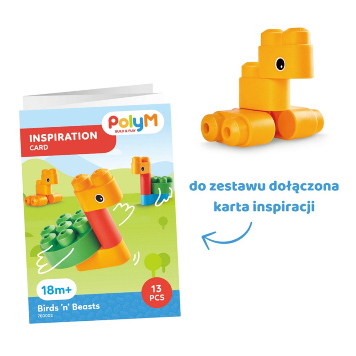 Miękkie Klocki Konstrukcyjne Ptaki i Zwierzęta 13 el. 18m+ PolyM