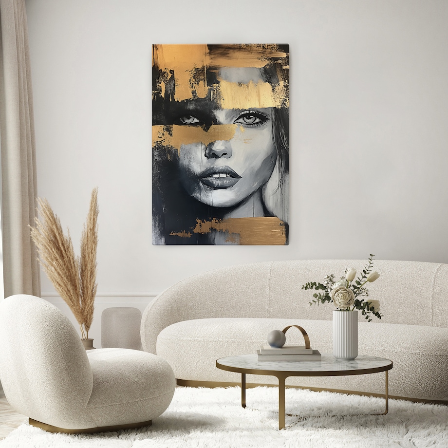 DUŻY OBRAZ NA PŁÓTNIE DO SALONU KOBIECY PORTRET GLAMOUR ABSTRAKCJA 50x70cm