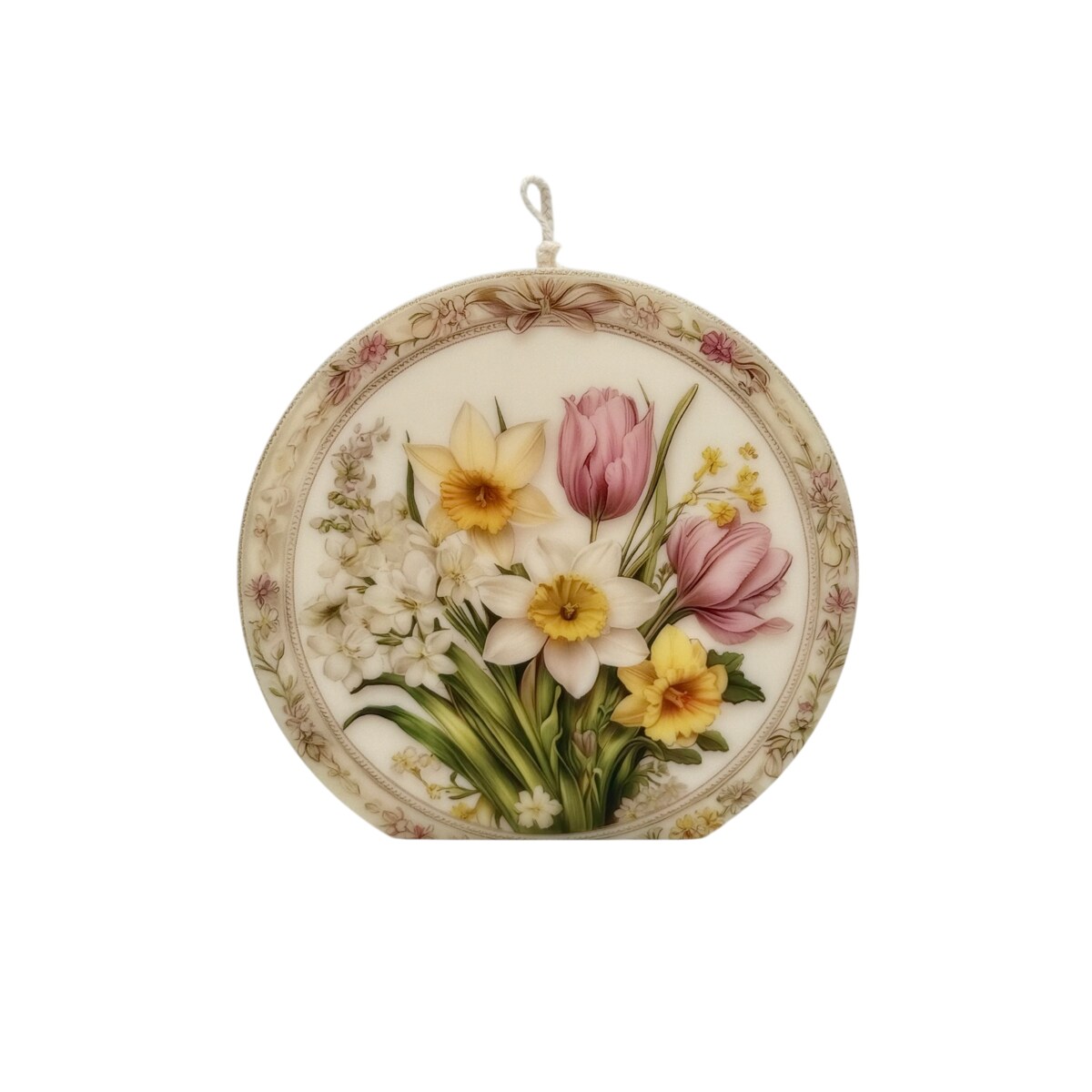Świeca dekoracyjna wiosenne kwiaty prezent na Dzień Kobiet