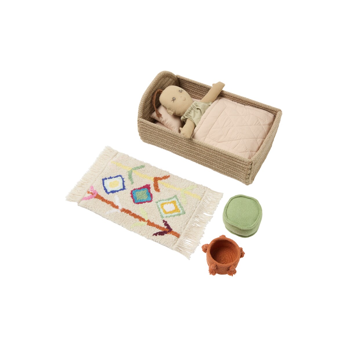 Lalka Nari zabawka bawełniana zestaw z dodatkami Lorena Canals