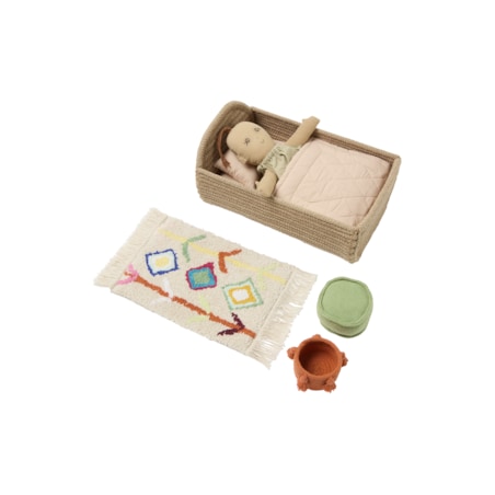 Lalka Nari zabawka bawełniana zestaw z dodatkami Lorena Canals