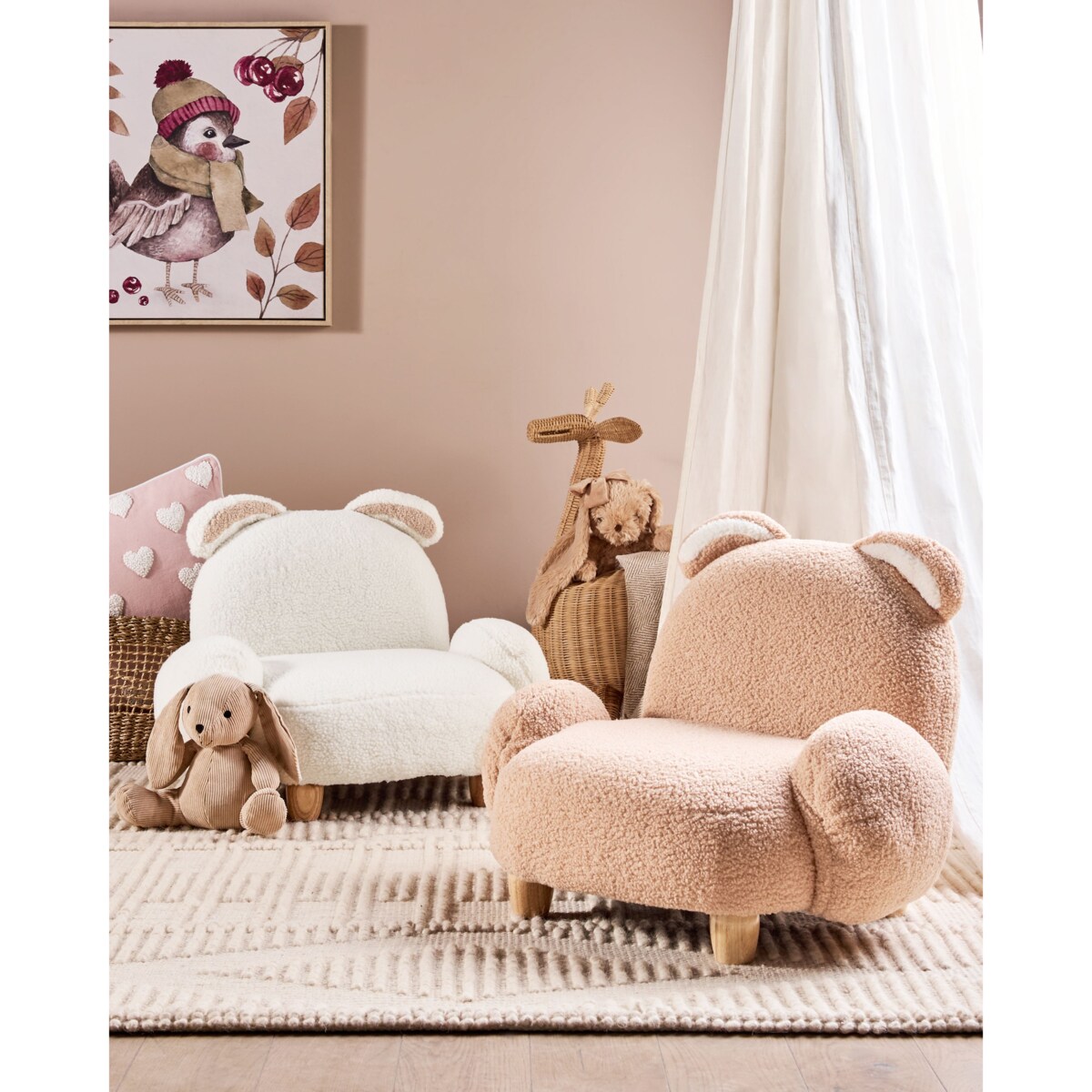 Fotel dziecięcy królik boucle beżowy KANNA