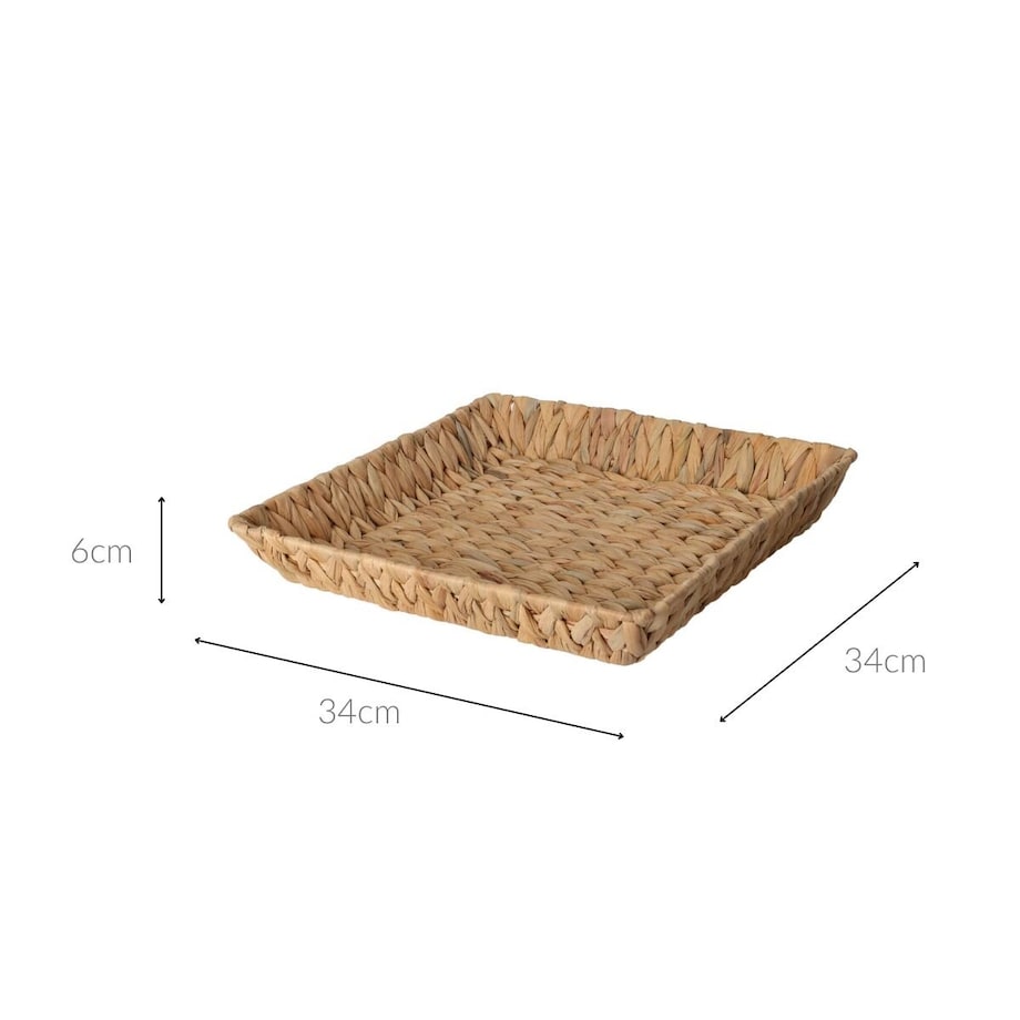 Kosz kwadratowy pleciony z hiacyntu wodnego BRAID, 34 x 34 cm