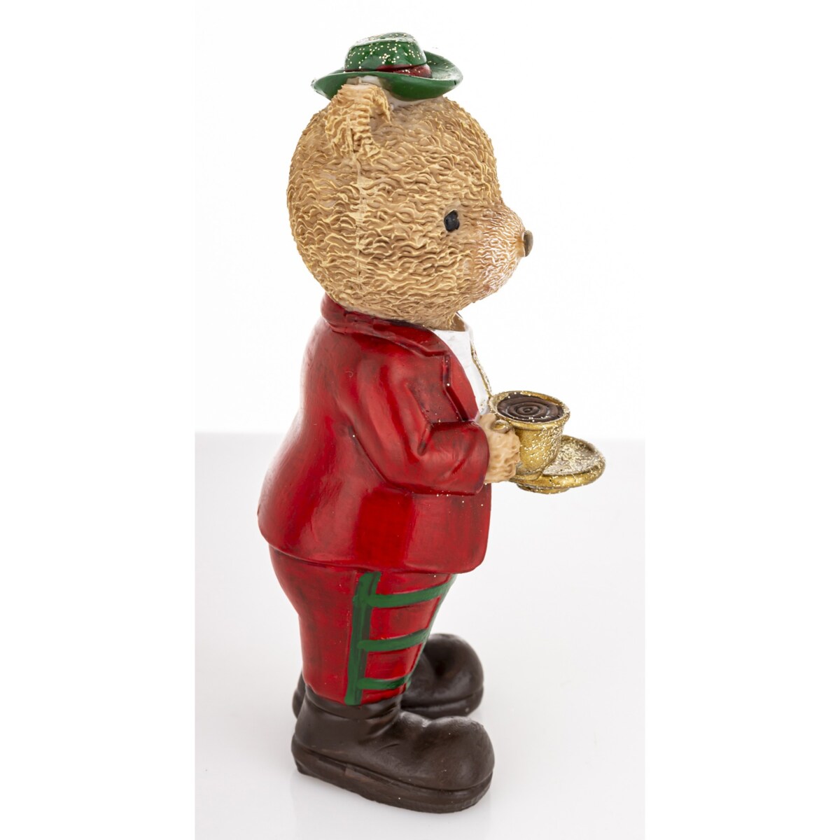 Figurka - Miś brązowy z filiżanką herbaty 12,5x6x5 cm