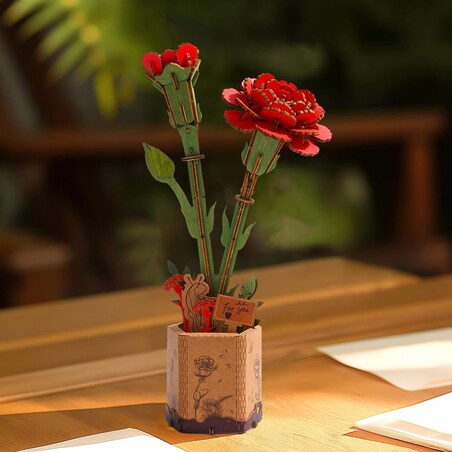 Czerwony goździk DIY - kwiaty Robotime