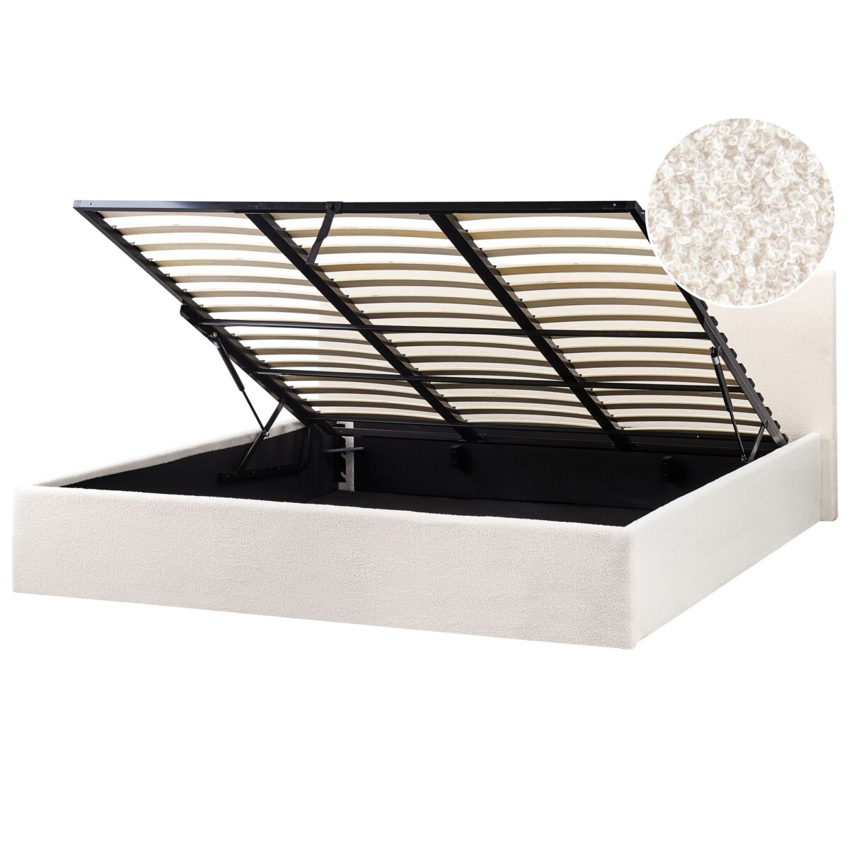 Łóżko z pojemnikiem Boucle ORBEY 180 x 200 cm Złamana biel