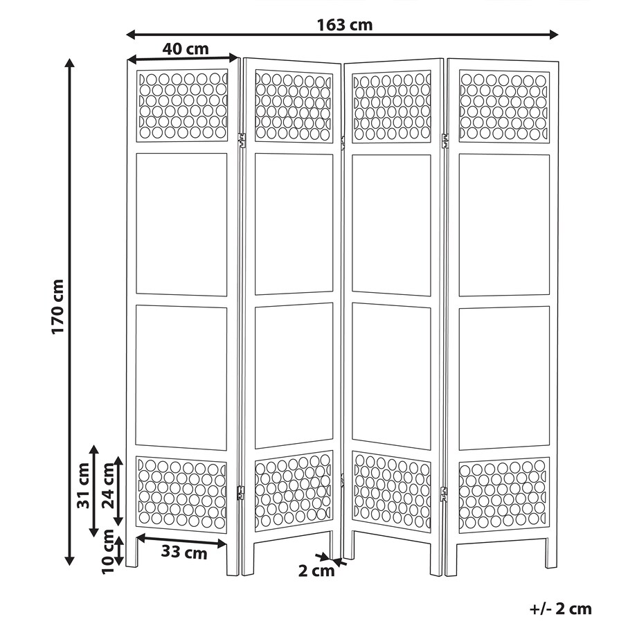 4-panelowy parawan pokojowy CERTOSA Jasnobrązowy 163 cm 170 cm