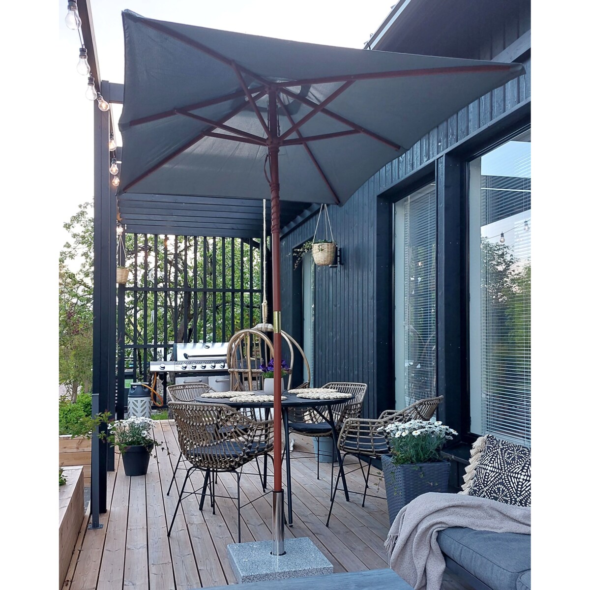 Parasol ogrodowy 195 cm FLAMENCO Ciemnoszary