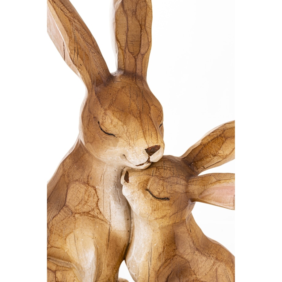 Dekoracja - figurka 2 brązowe przytulone ZAJĄCZKI 24x20x10 cm