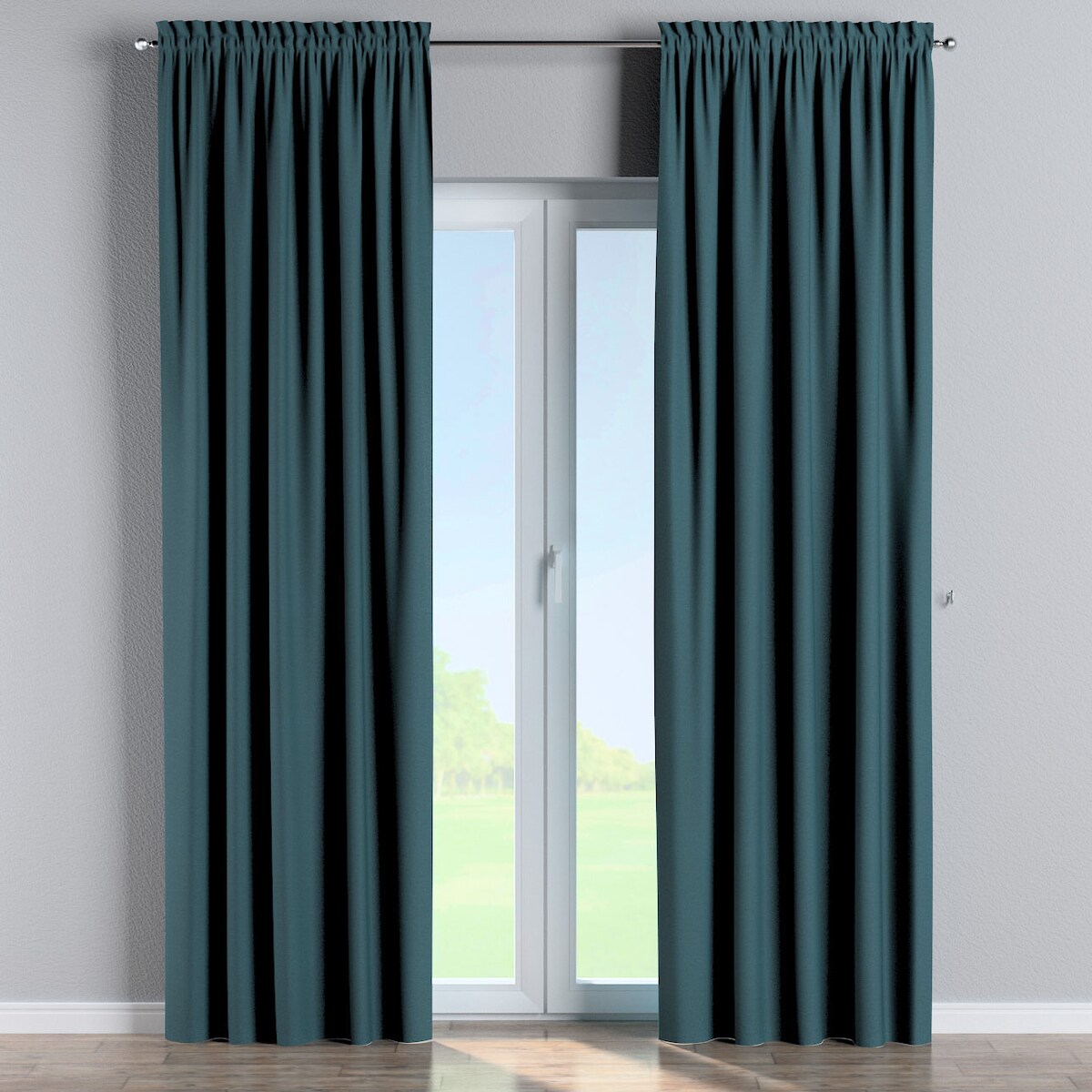 Zasłona na kanale z grzywką 1 szt. 130x245 niebieski