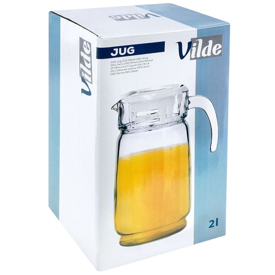 Dzbanek z pokrywką szklany 2 l do lemoniady soku wody na napoje szklany