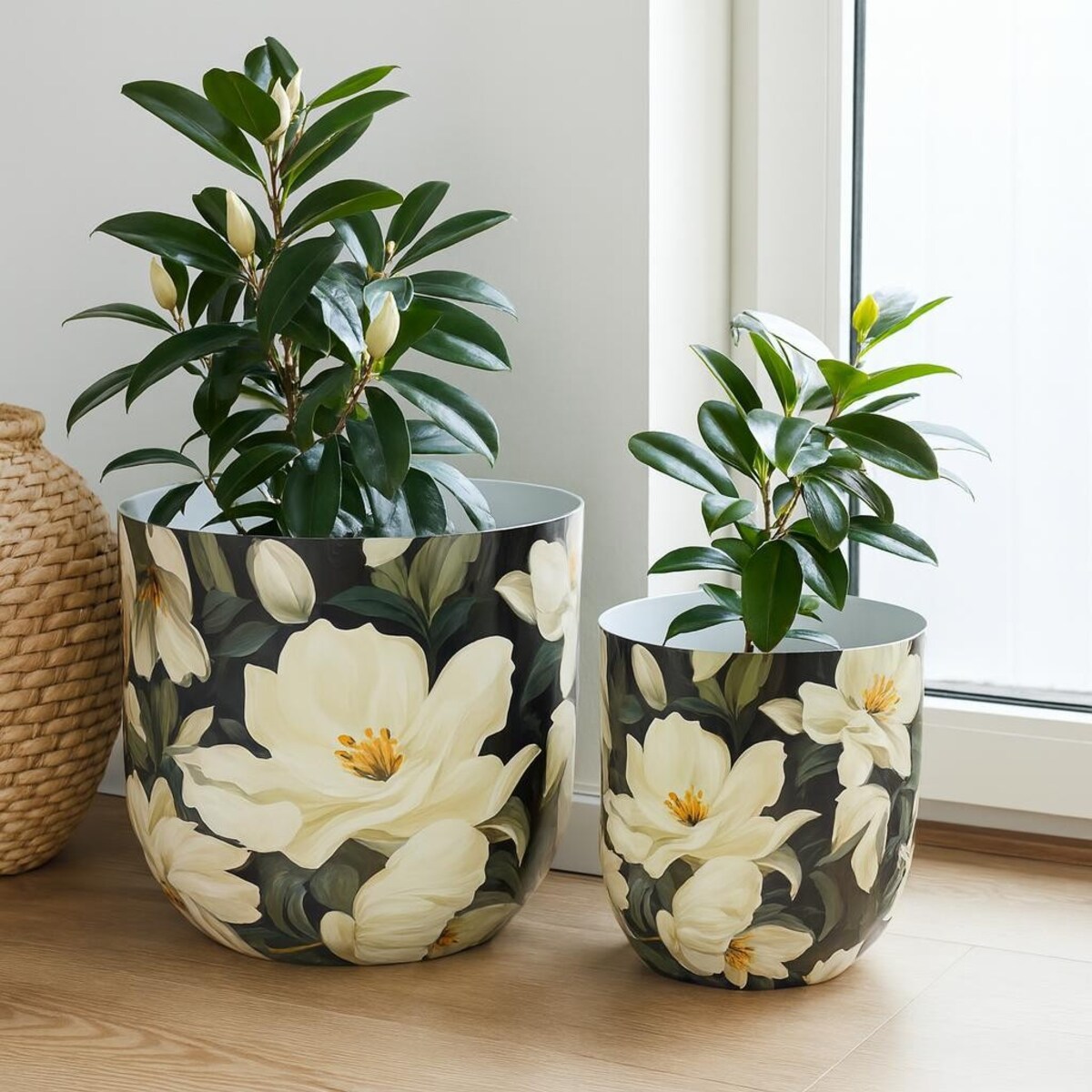 Osłonka metalowa 2 szt. 25x26x26 i 21x23x23 cm MAGNOLIA