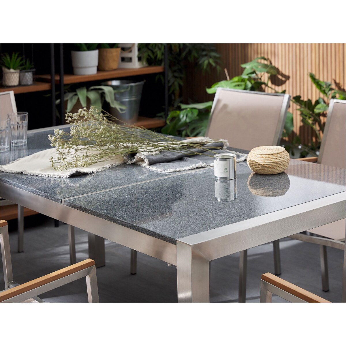 Stół ogrodowy granitowy dzielony blat 180 x 90 cm szary GROSSETO