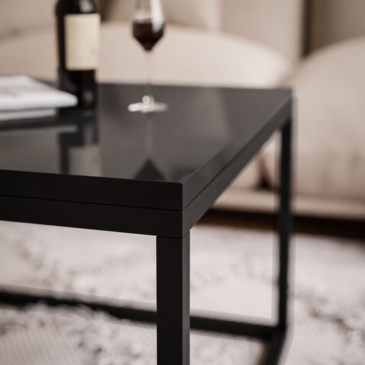 Stolik kawowy YOSHI 60 cm czarny połysk