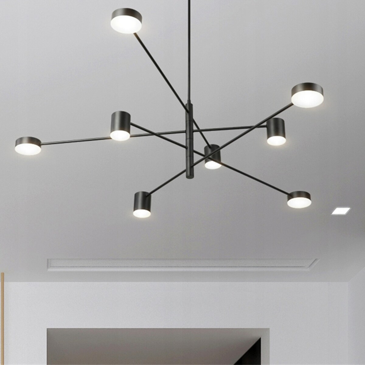 Lampa Sufitowa Nowoczesna Czarna 8-Ramienna Led