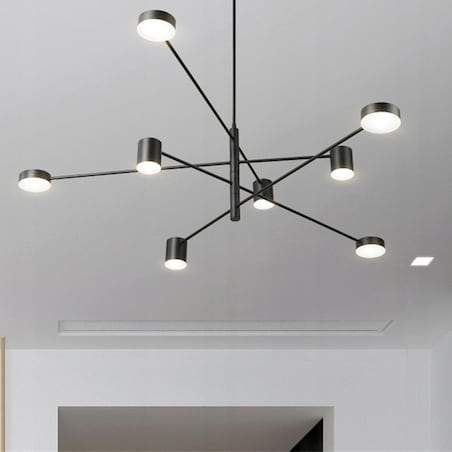 Lampa Sufitowa Nowoczesna Czarna 8-Ramienna Led