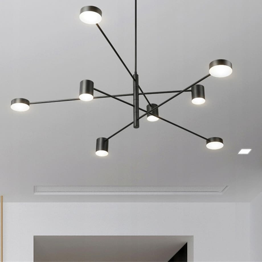 Lampa Sufitowa Nowoczesna Czarna 8-Ramienna Led