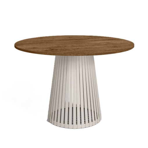 Stół VIV okrągły z lamelami, blat 100cm dąb lefkas- podstawa kaszmir