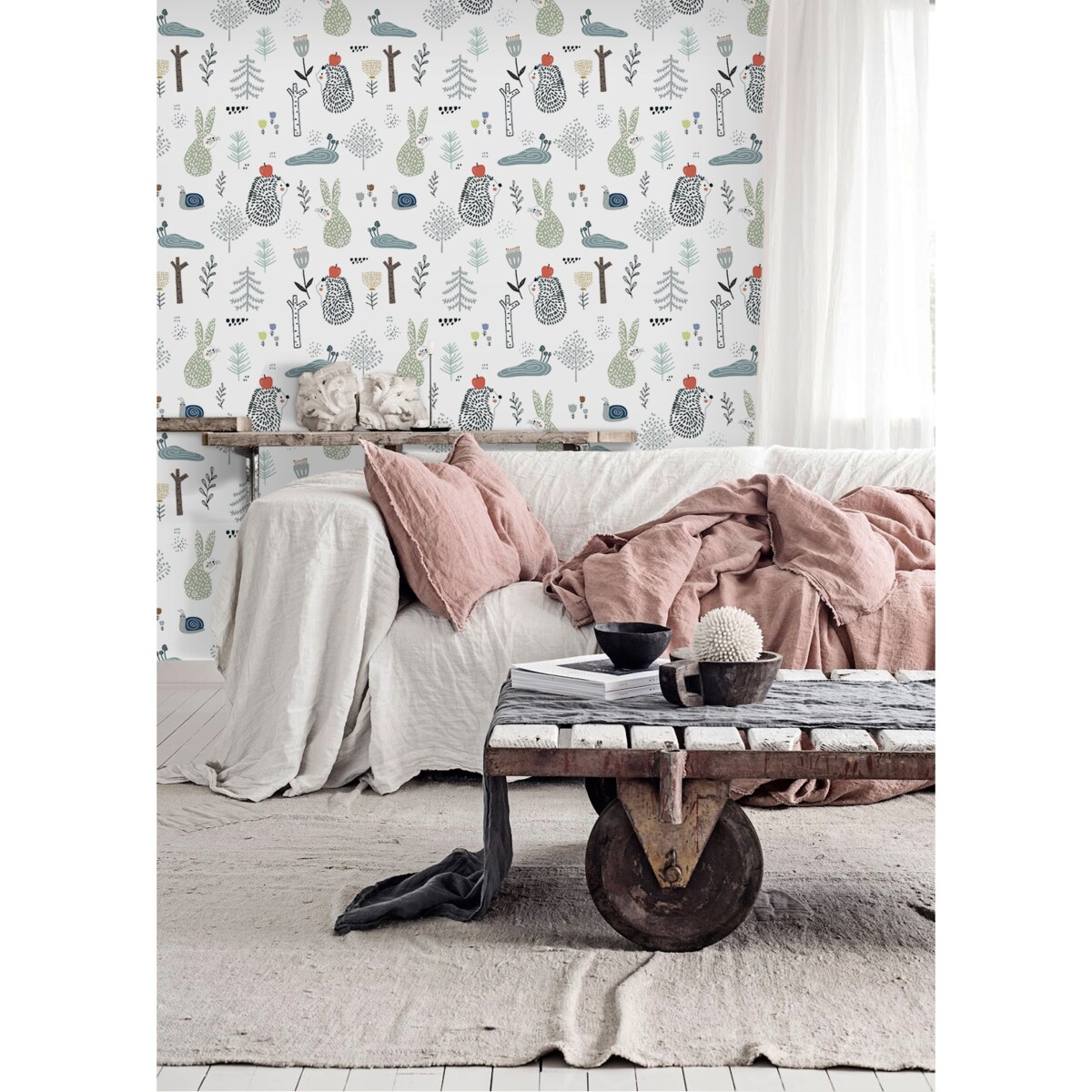 Tapeta Jeż i królik, 416x254cm