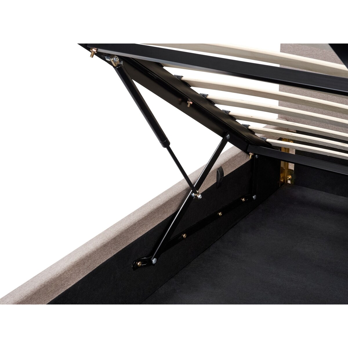 Łóżko z pojemnikiem LAGORD 180 x 200 cm Beżowoszary