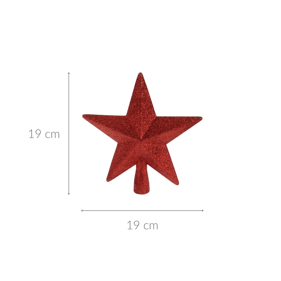 Czubek na choinkę gwiazda z brokatem, 19 cm