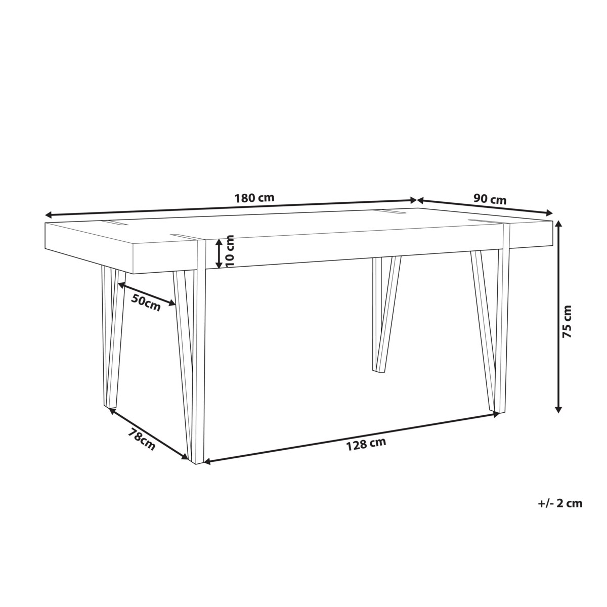 Stół do jadalni 180 x 90 cm jasne drewno z czarnym ADENA