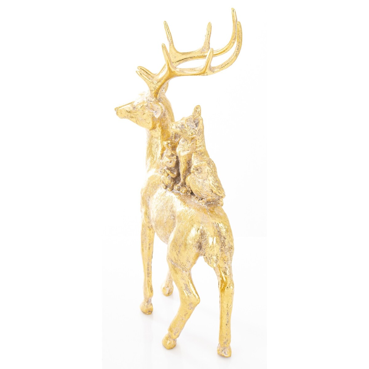 Dekoracja - złoty jeleń i zwierzaki 27x16x9 cm SANU stojący