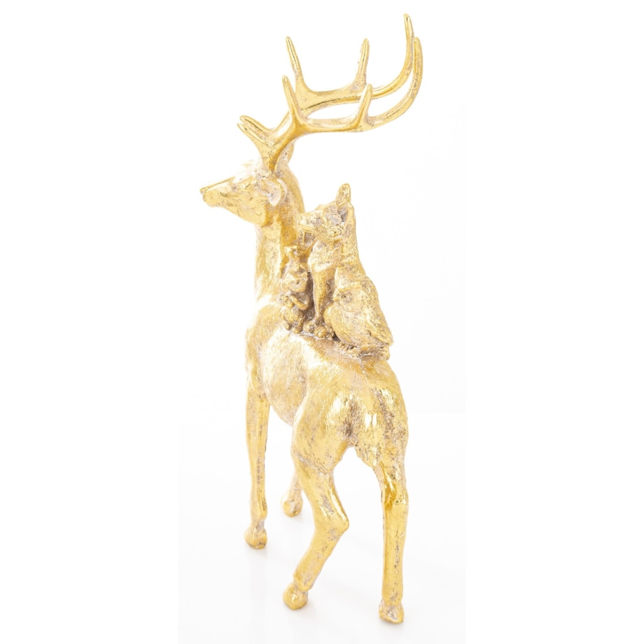 Dekoracja - złoty jeleń i zwierzaki 27x16x9 cm SANU stojący