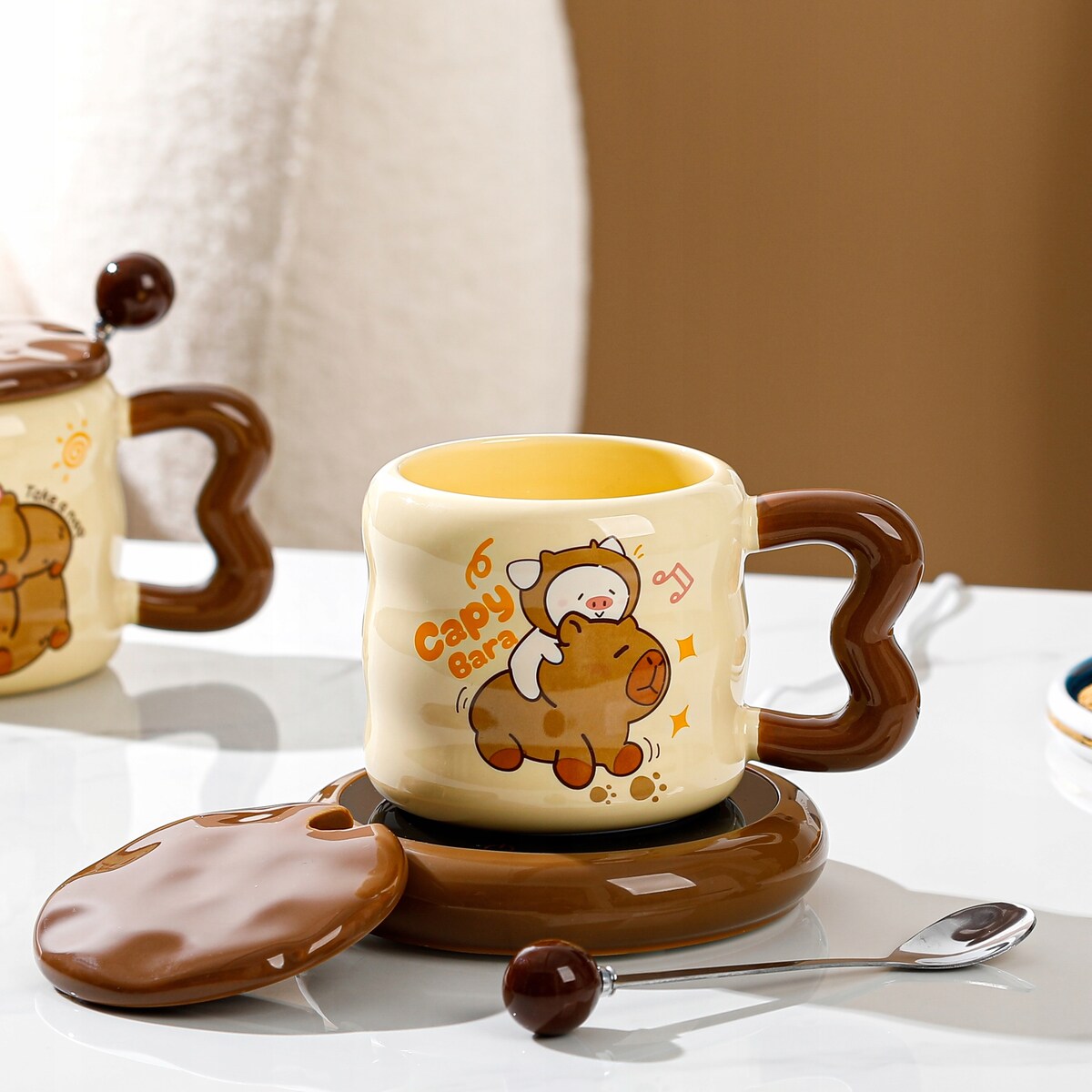 ZESTAW KUBEK Z PODGRZEWACZEM + Łyżka + Kabel USB PREZENT KUBEK ŚWIĄTECZNY