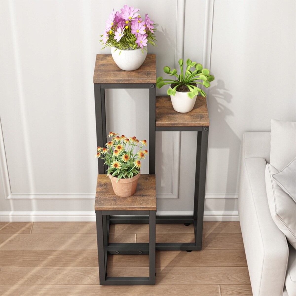 Kwietnik metalowy stojak na rośliny kwiaty rustykalny craft loft 67 cm