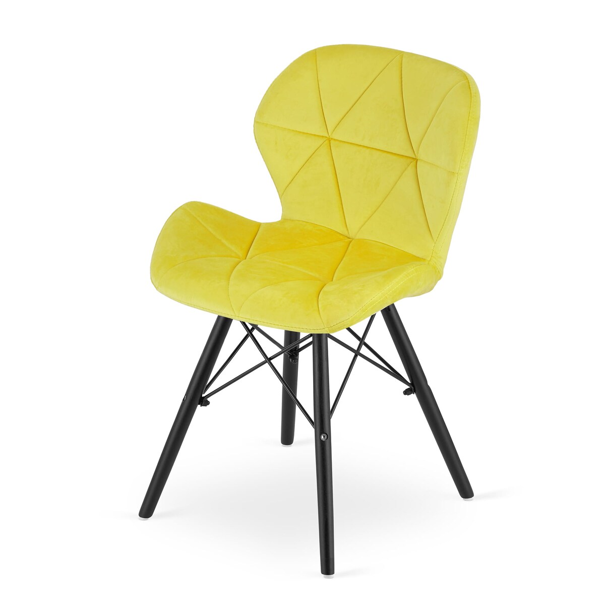Krzesło Do Jadalni Kuchni Salonu Lago Aksamit - Żółte / Nogi Czarne X 3