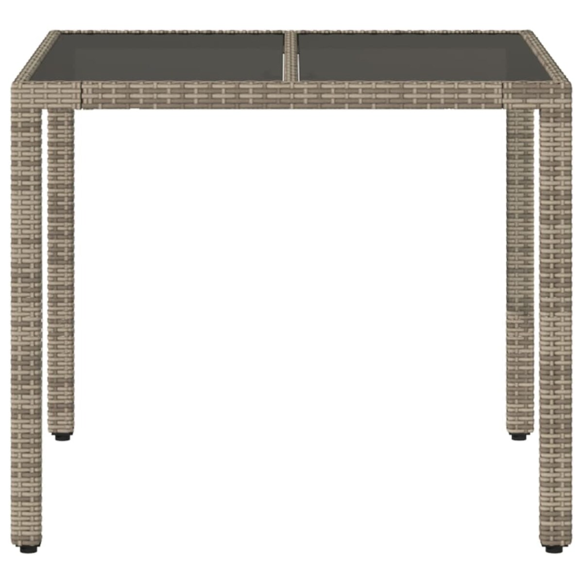 vidaXL Stół ogrodowy ze szklanym blatem, szary, 90x90x75 cm, rattan PE