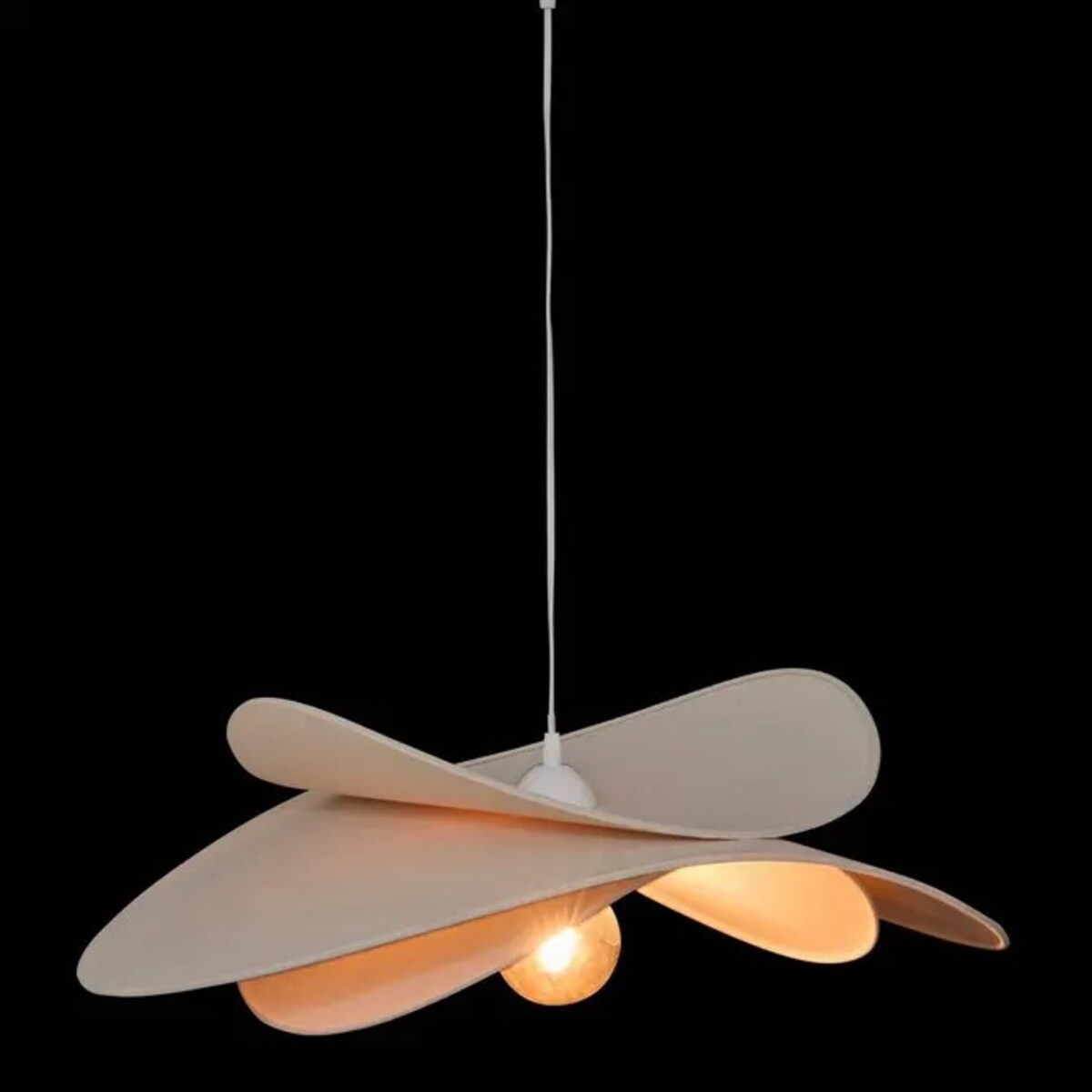 Lampa wisząca, lniana, beżowa, Alara, 69,5x64 cm