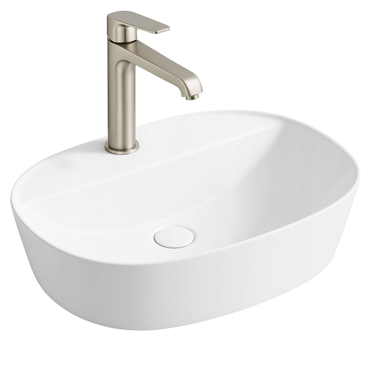 Umywalka nablatowa stawiana biała ceramiczna owalna 50 x 38 cm