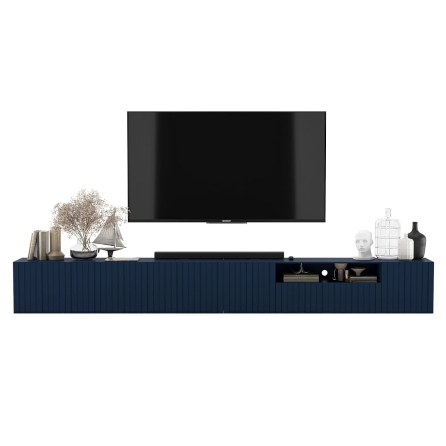 Nowoczesna Wisząca Szafka RTV Glamour Komoda RTV Granatowy Mat 300 cm