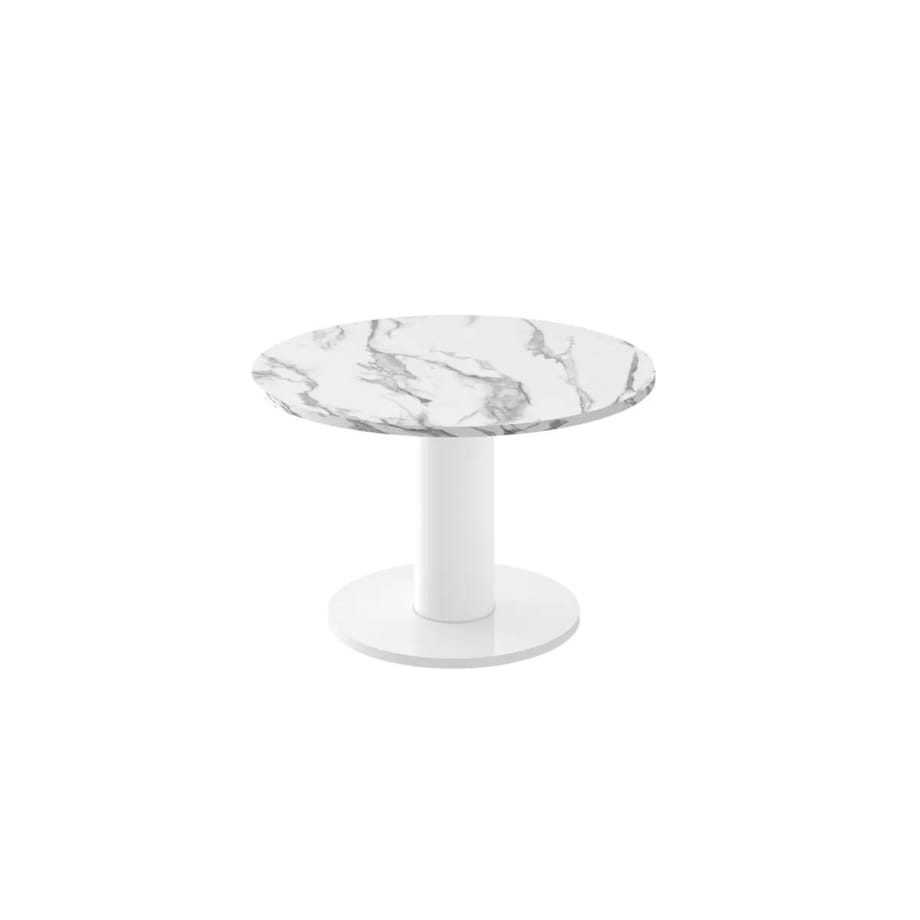 Stolik kawowy SOLO MINI ⌀80 biały marmur połysk/biały