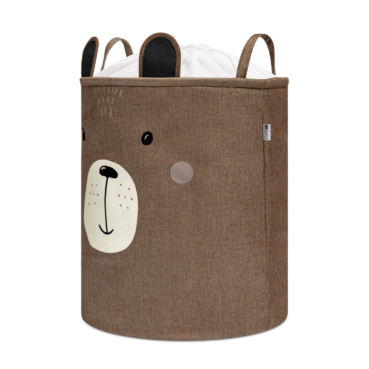 kosz na zabawki sipo, wersja premium, zamykany na ściągacz, brązowy miś, xxl