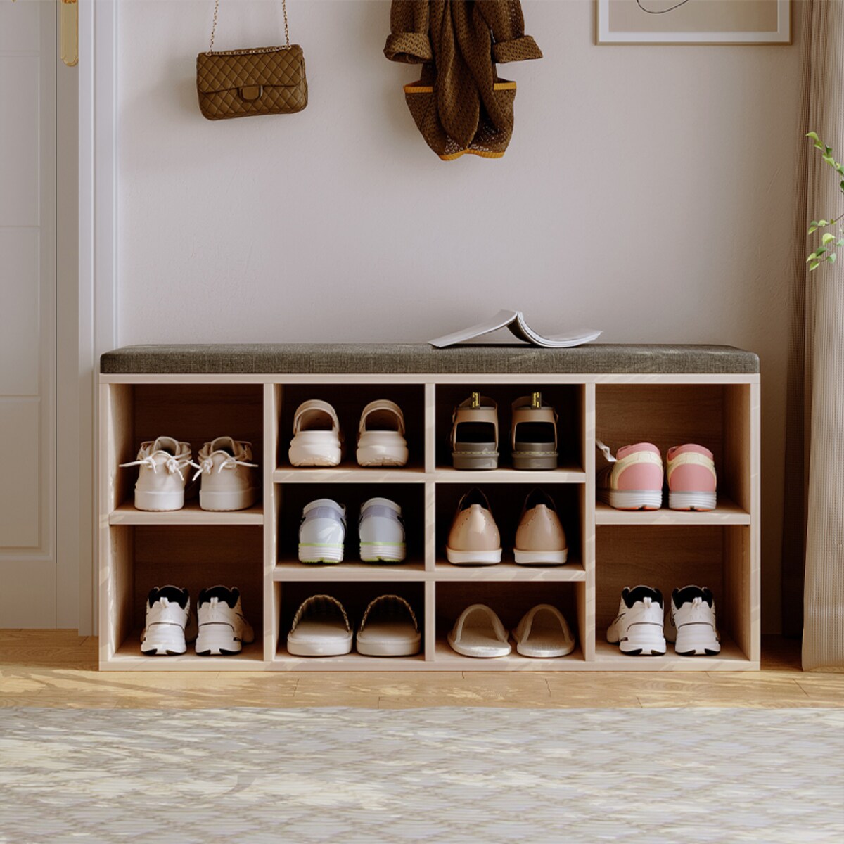 SZAFKA NA BUTY Z SIEDZISKIEM ŁAWKA NOWOCZESNA DĄB SONOMA LOFT 104 CM