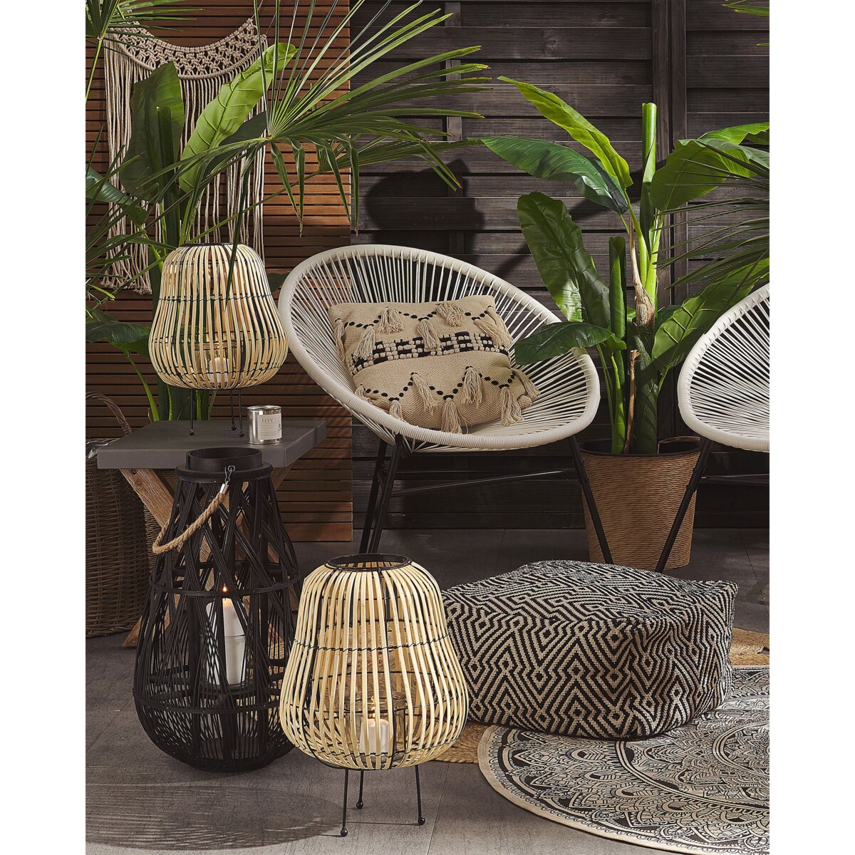 Lampion drewniany 44 cm naturalny BERKNER