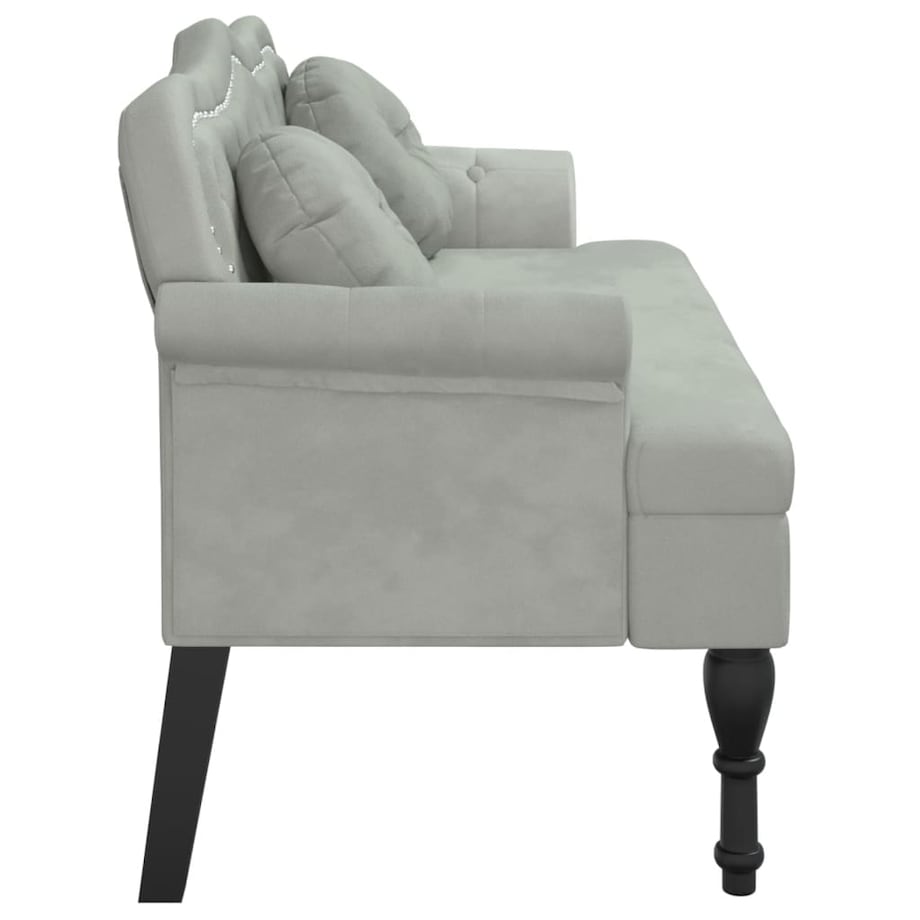 vidaXL Ławka z poduszkami Jasnoszara 120,5x65x75 cm Aksamitna