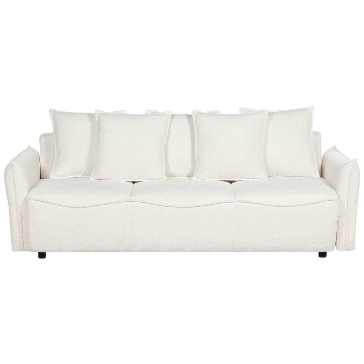 Sofa rozkładana z pojemnikiem boucle biała KRAMA