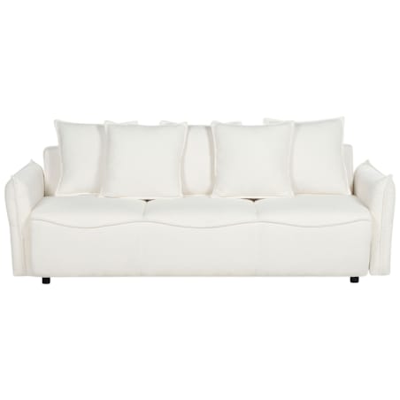 Sofa rozkładana z pojemnikiem boucle biała KRAMA