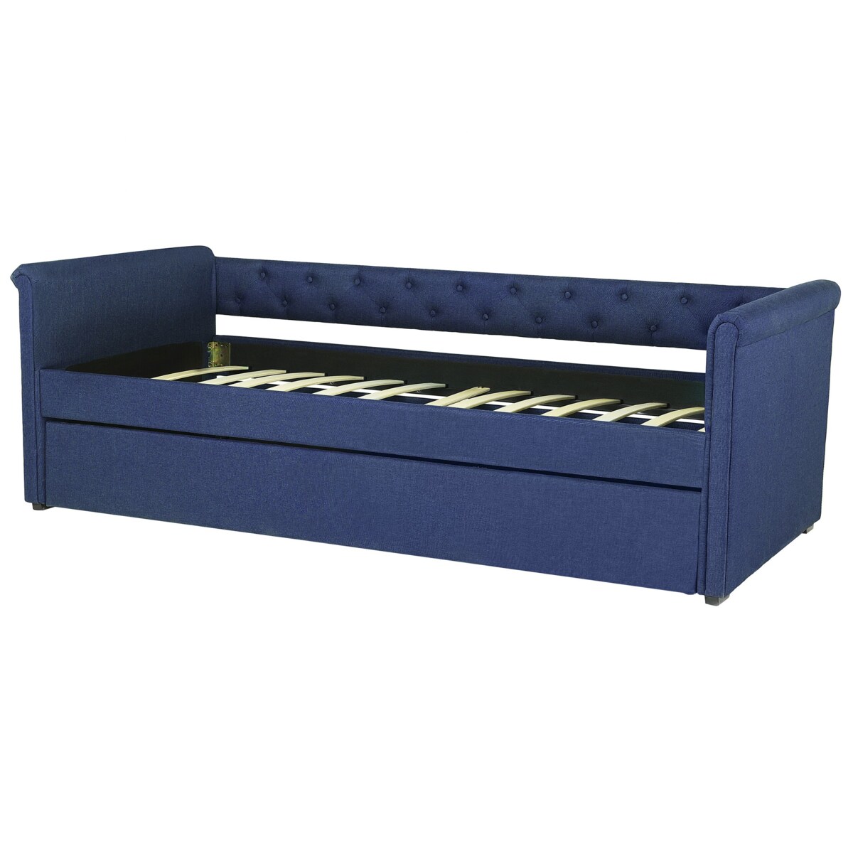 Łóżko wysuwane tapicerowane 90 x 200 cm niebieskie LIBOURNE