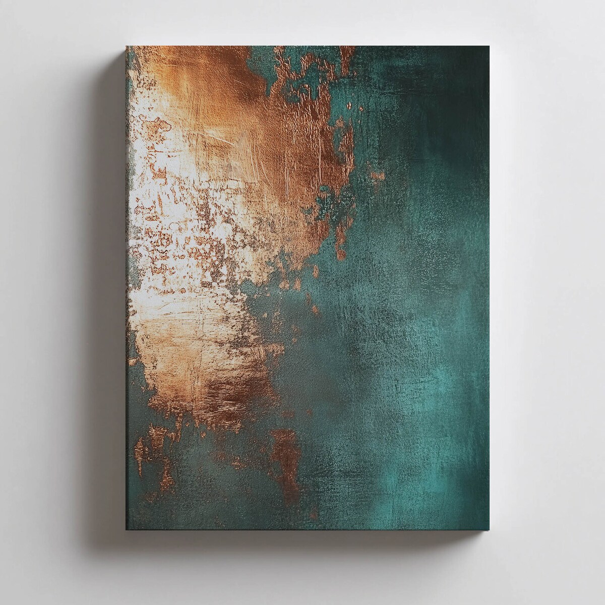 Miedziowy Akcent w Turkusie, 30x40 cm, bez ramy, płótno premium na blejtramie