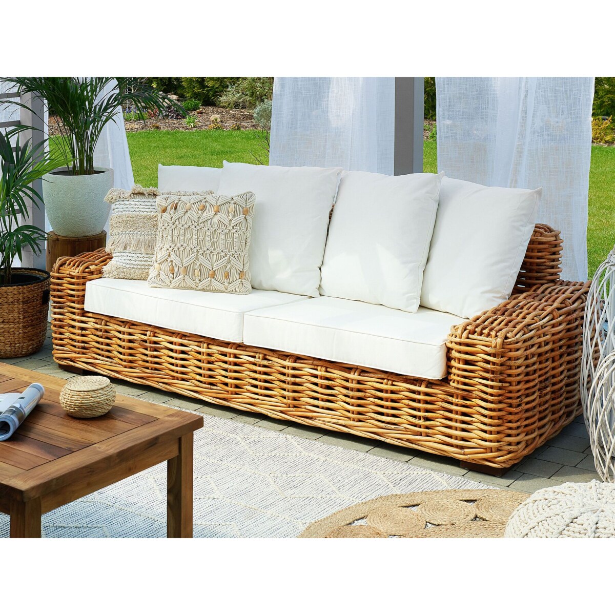 Sofa ogrodowa dla 3 osób FORLI Rattan Naturalny