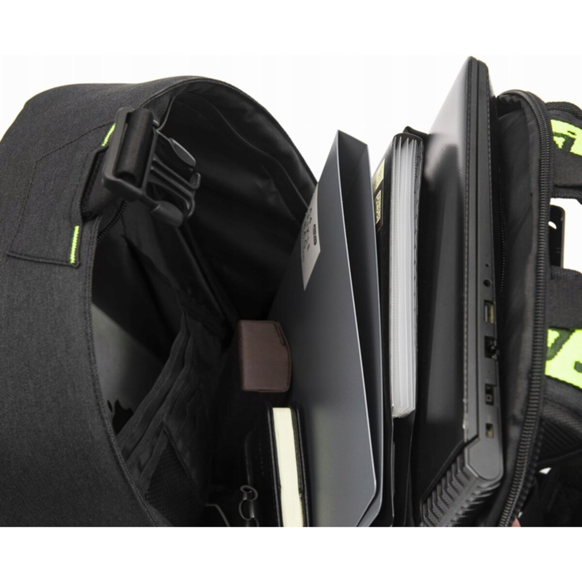 Plecak Czarny Miejski Podróżny Na Laptop 15,6" Do Samolotu 5 Komorowy