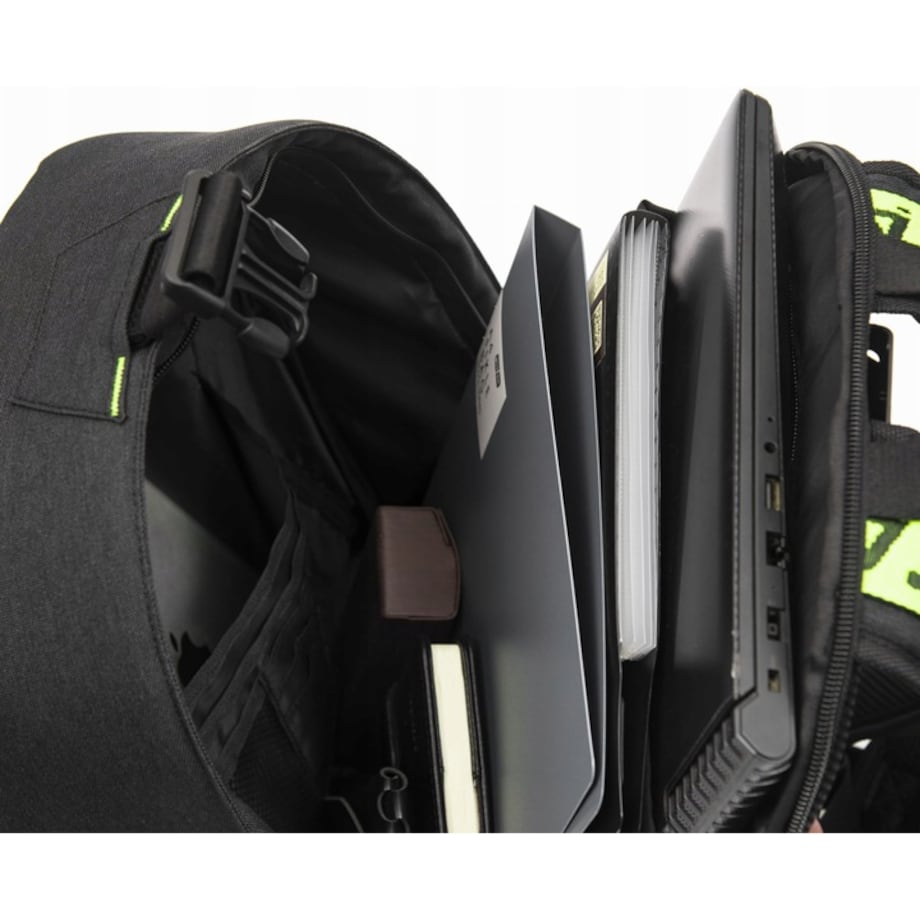 Plecak Czarny Miejski Podróżny Na Laptop 15,6" Do Samolotu 5 Komorowy