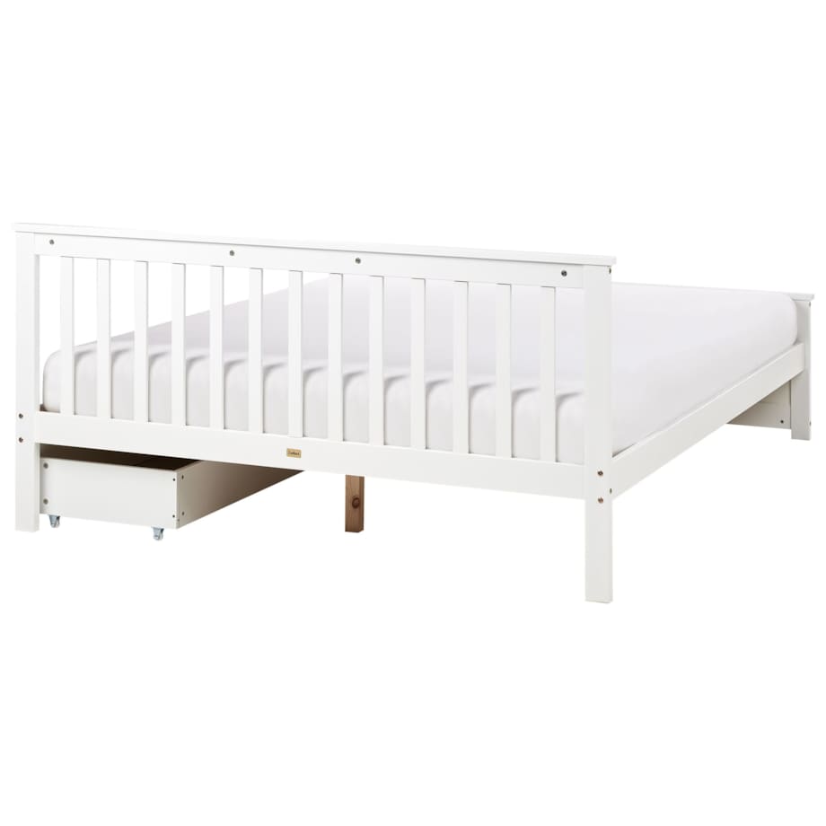 Łóżko ze schowkiem OLENDON 160 x 200 cm Z miejscem do przechowywania Drewno Biały