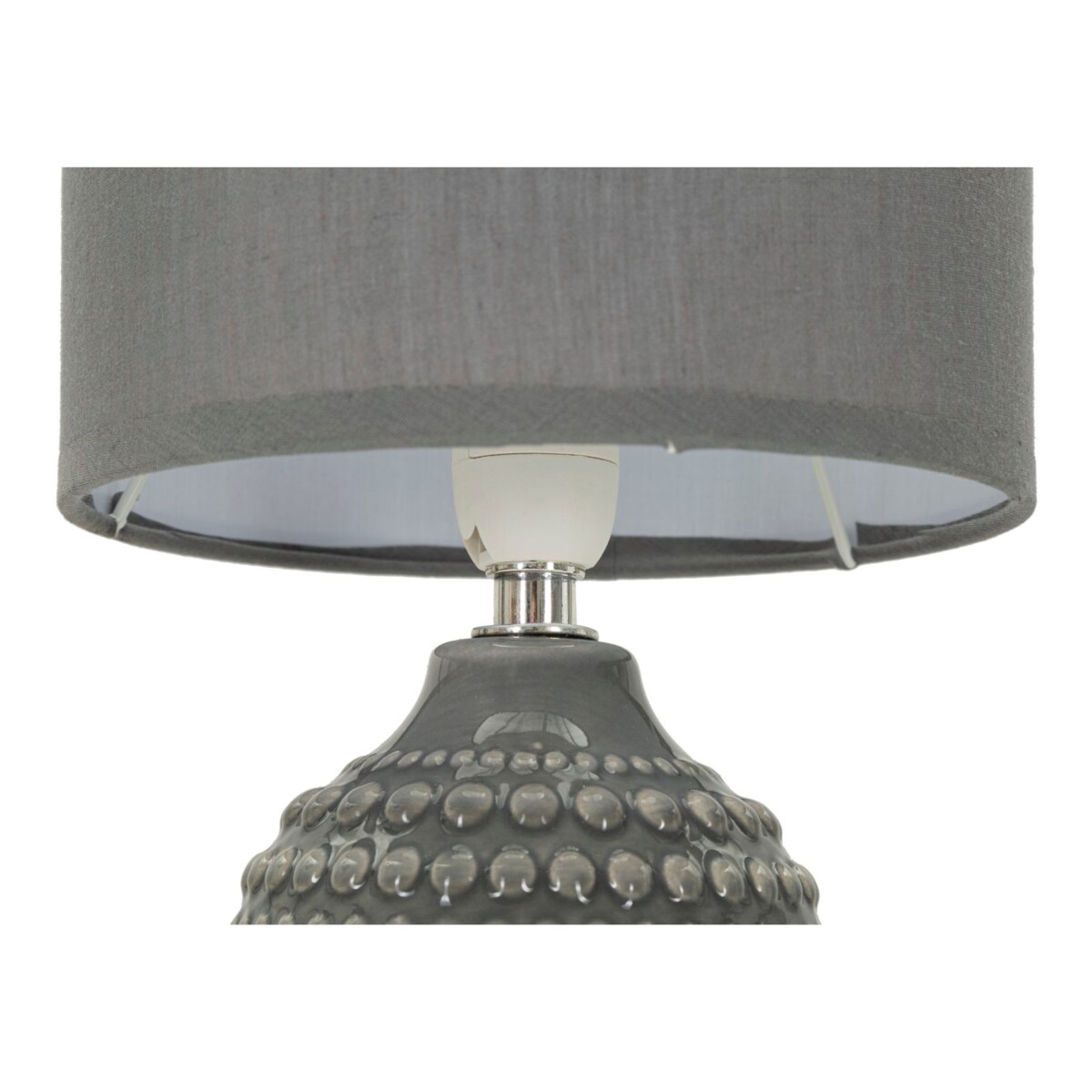 Lampa stołowa Points, kolor szary, ceramika, żelazo i tkanina, 15 x 15 x 30,5 cm, 1 x E14, styl nowoczesny, do salonu i sypialni, Mauro Ferretti