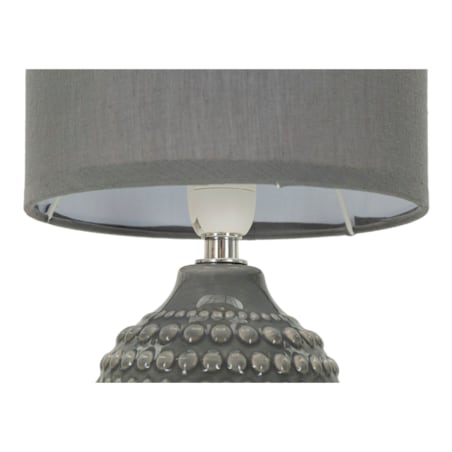 Lampa stołowa Points, kolor szary, ceramika, żelazo i tkanina, 15 x 15 x 30,5 cm, 1 x E14, styl nowoczesny, do salonu i sypialni, Mauro Ferretti
